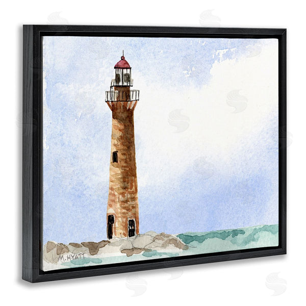 Stupell Industries Melissa Hyatt | Coastal Little Gull Lighthouse Soft Watercolor Seascape