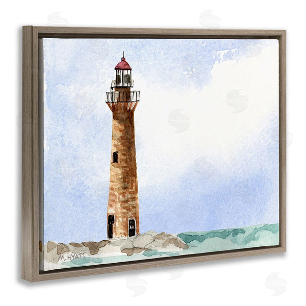 Stupell Industries Melissa Hyatt | Coastal Little Gull Lighthouse Soft Watercolor Seascape