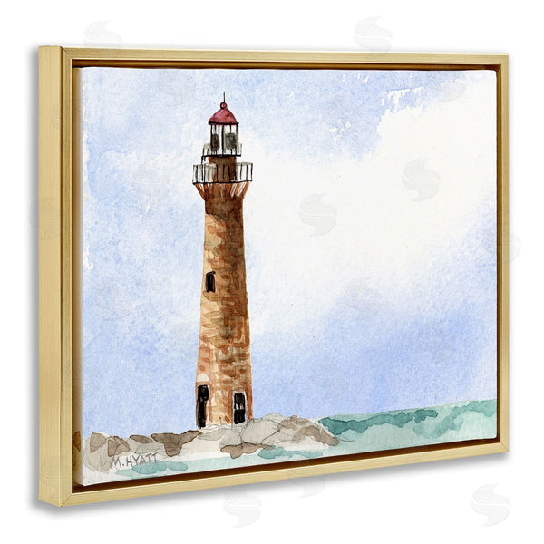 Stupell Industries Melissa Hyatt | Coastal Little Gull Lighthouse Soft Watercolor Seascape