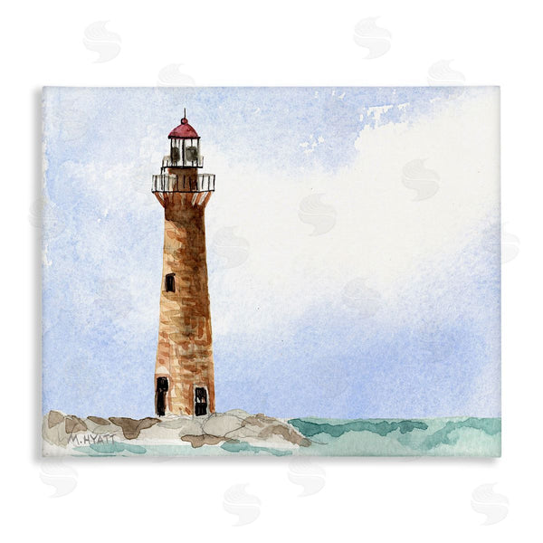 stupell industries Melissa Hyatt | Coastal Little Gull Lighthouse Soft Watercolor Seascape