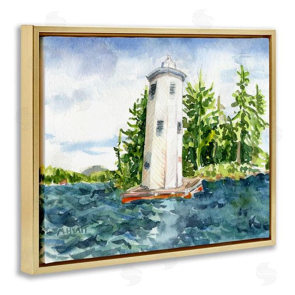 Stupell Industries Melissa Hyatt | Cove Side Lighthouse Rustic Lake Landscape