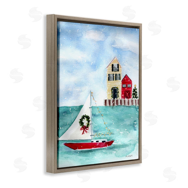 Stupell Industries Melissa Hyatt | Holiday Sailboat Wreath Nautical Christmas