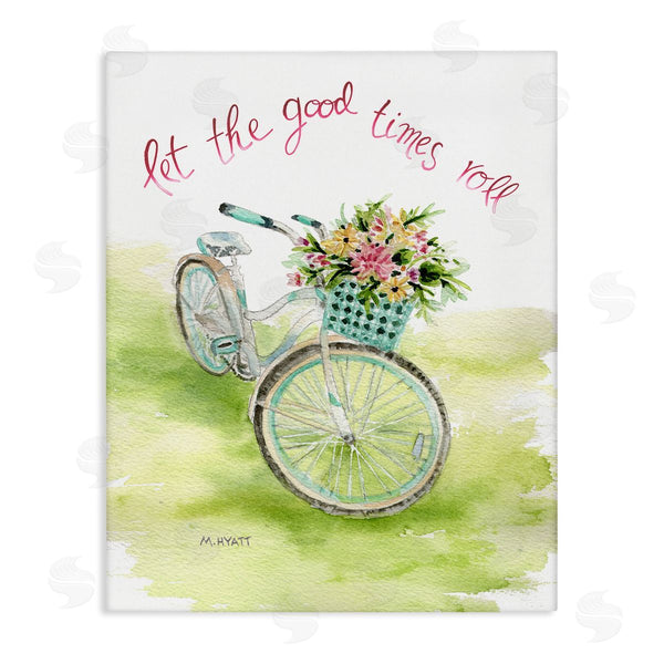 stupell industries Melissa Hyatt | Let Good Times Roll Phrase Blue Floral Bike