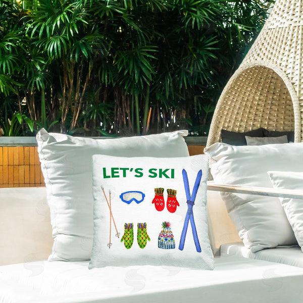Stupell Industries Melissa Hyatt | Let's Ski On White Printed Throw Pillow