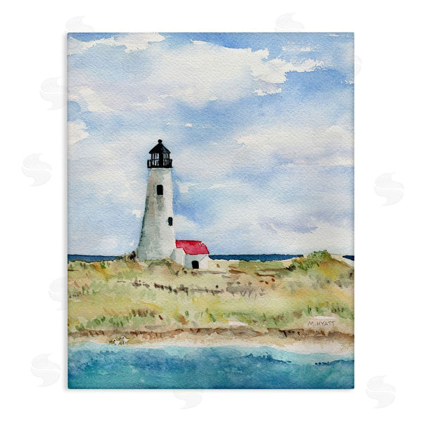 stupell industries Melissa Hyatt | Lighthouse on Peninsula Soft Coastal Landscape