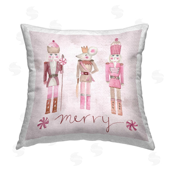 Stupell Industries Melissa Hyatt | Merry Pink Nutcrackers Printed Throw Pillow