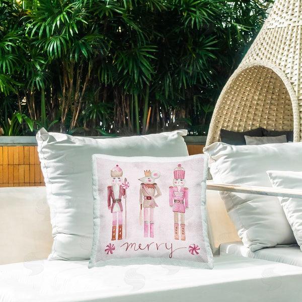 Stupell Industries Melissa Hyatt | Merry Pink Nutcrackers Printed Throw Pillow