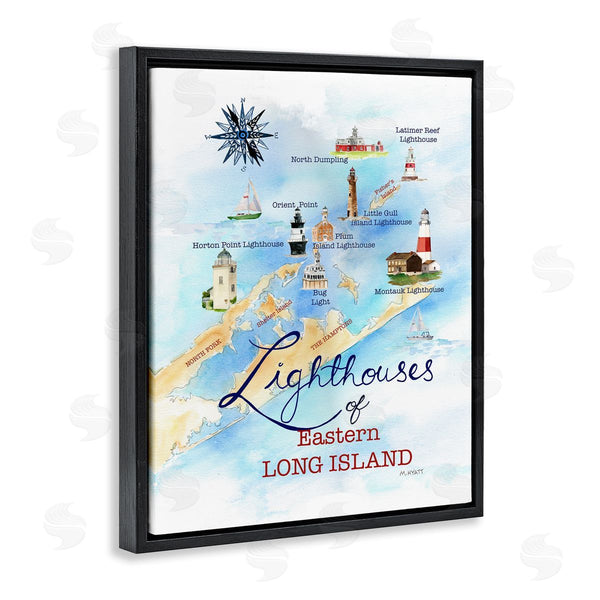 Stupell Industries Melissa Hyatt | Nautical Map Of Eastern Long Island Lighthouses