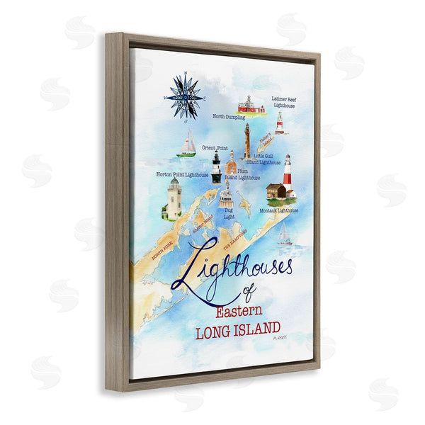 Stupell Industries Melissa Hyatt | Nautical Map Of Eastern Long Island Lighthouses