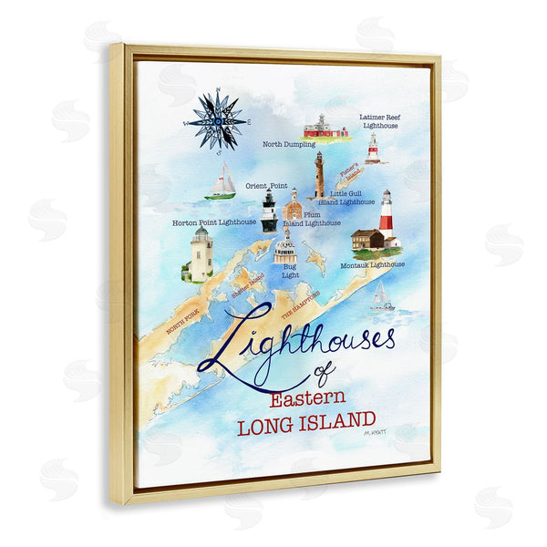 Stupell Industries Melissa Hyatt | Nautical Map Of Eastern Long Island Lighthouses