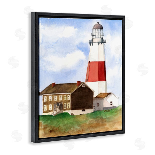 Stupell Industries Melissa Hyatt | Nautical Red Striped Lighthouse Coastal Cliff Architecture