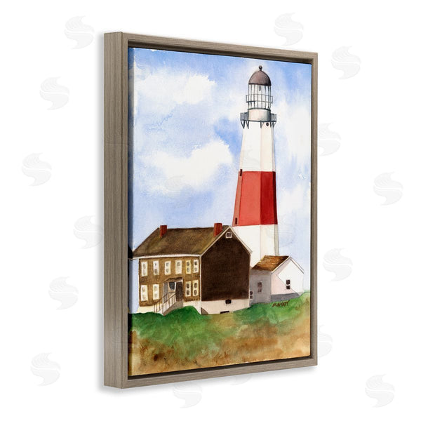 Stupell Industries Melissa Hyatt | Nautical Red Striped Lighthouse Coastal Cliff Architecture