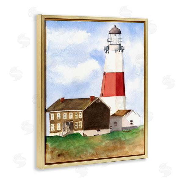 Stupell Industries Melissa Hyatt | Nautical Red Striped Lighthouse Coastal Cliff Architecture