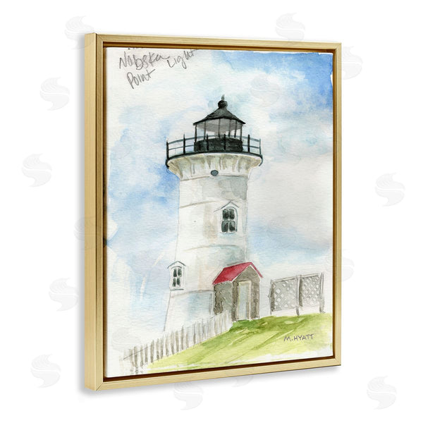 Stupell Industries Melissa Hyatt | Nobska Point Lighthouse Cliffside Coastal Architecture Wall Art