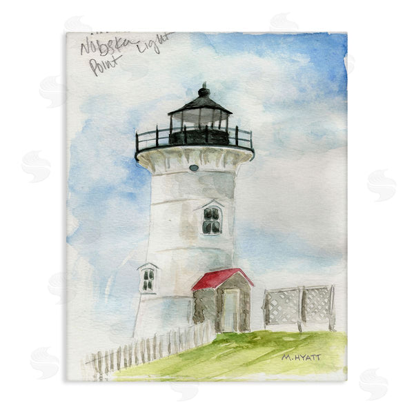 stupell industries Melissa Hyatt | Nobska Point Lighthouse Cliffside Coastal Architecture Wall Art