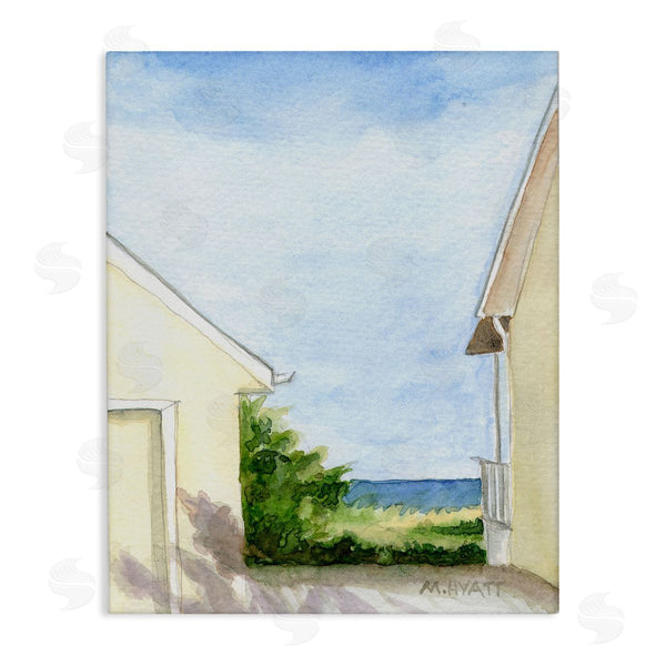 stupell industries Melissa Hyatt | Ocean Cliffside In-Between Beach Cottage Architecture Wall Art