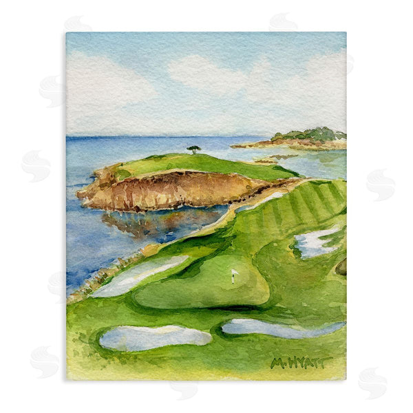 stupell industries Melissa Hyatt | Pebble Beach Cliffside Golf Course Soft Watercolor