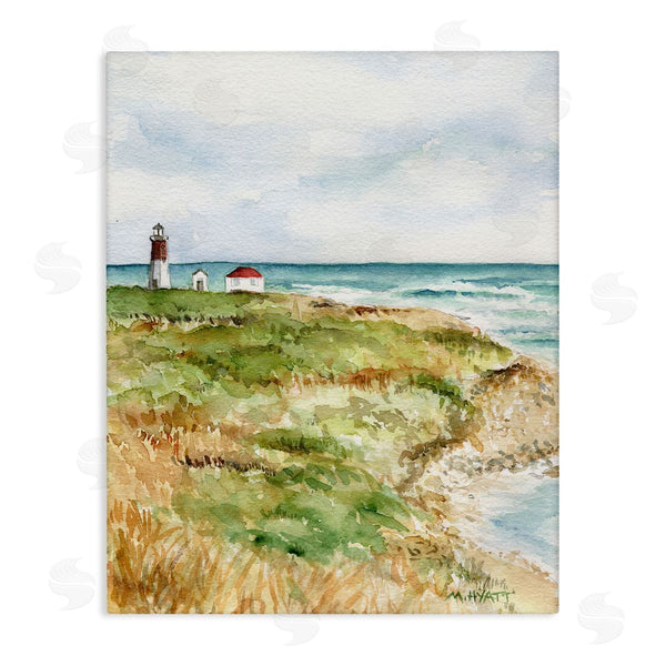 stupell industries Melissa Hyatt | Point Judith Cliffside Lighthouse Coastal Landscape