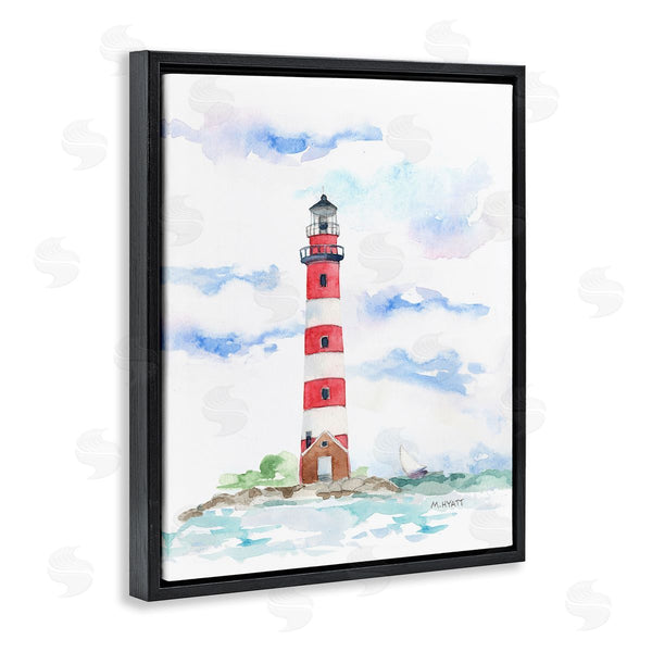 Stupell Industries Melissa Hyatt | Red Stripe Lighthouse Soft Coastal Landscape