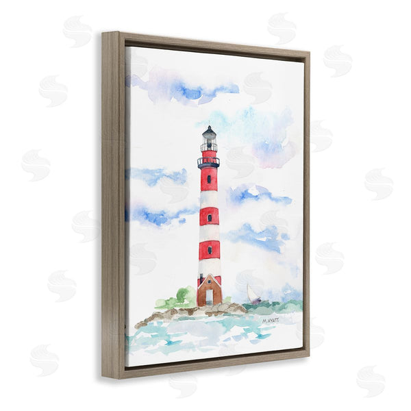 Stupell Industries Melissa Hyatt | Red Stripe Lighthouse Soft Coastal Landscape
