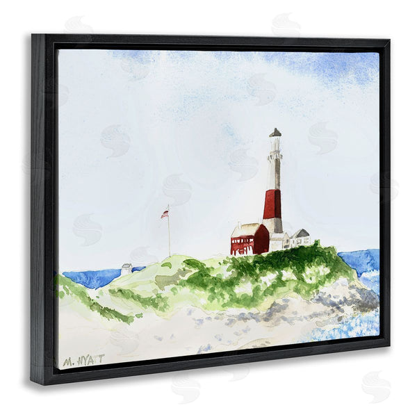 Stupell Industries Melissa Hyatt | Red Striped Lighthouse On Coastal Cliff