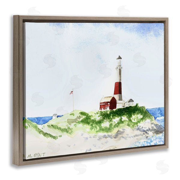 Stupell Industries Melissa Hyatt | Red Striped Lighthouse On Coastal Cliff