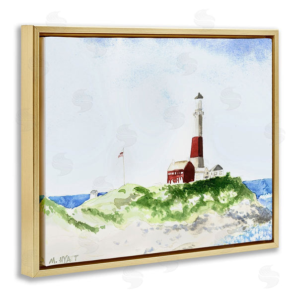 Stupell Industries Melissa Hyatt | Red Striped Lighthouse On Coastal Cliff
