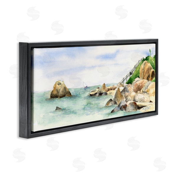 Stupell Industries Melissa Hyatt | Rocky Point Coastal Seascape Soft Watercolor