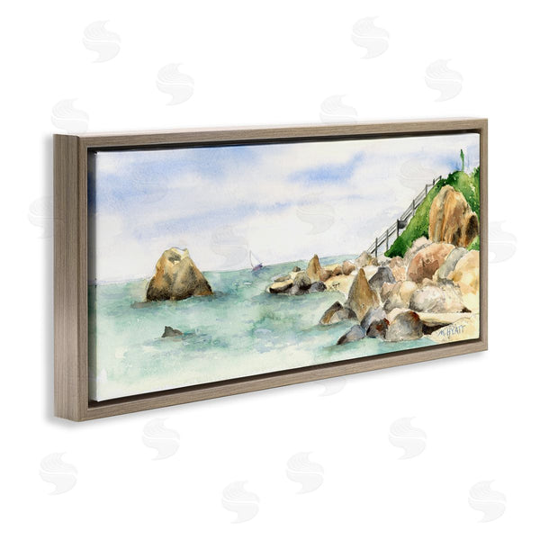 Stupell Industries Melissa Hyatt | Rocky Point Coastal Seascape Soft Watercolor