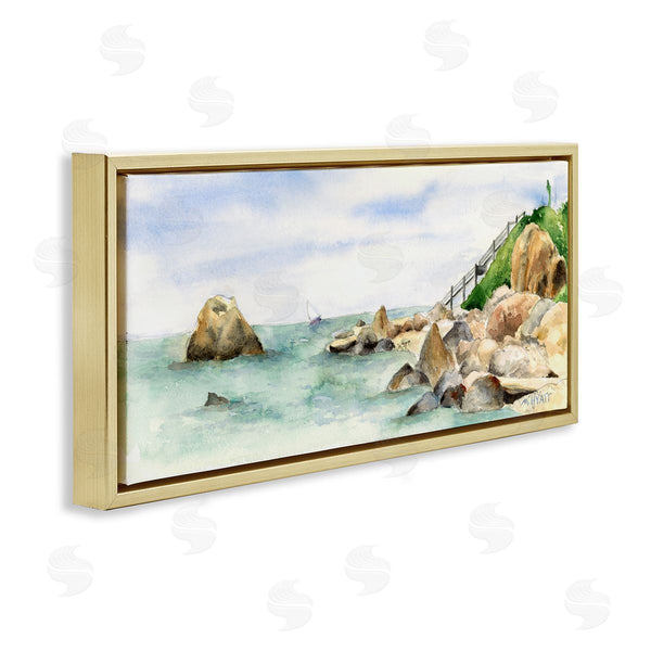 Stupell Industries Melissa Hyatt | Rocky Point Coastal Seascape Soft Watercolor