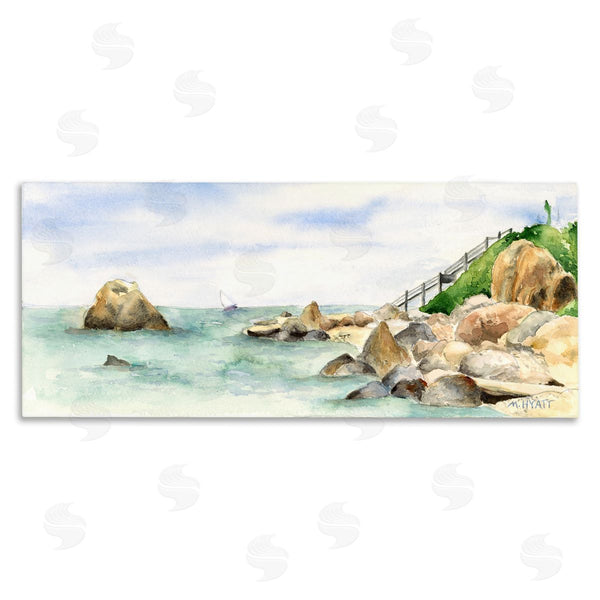 stupell industries Melissa Hyatt | Rocky Point Coastal Seascape Soft Watercolor