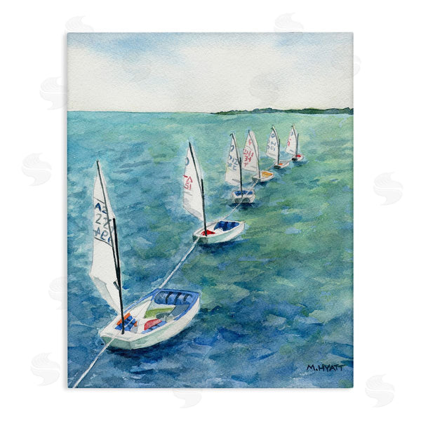 stupell industries Melissa Hyatt | Sail Boats Floating in a Row Coastal Landscape