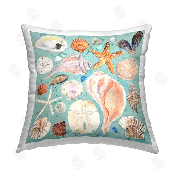 stupell industries Melissa Hyatt | Seashell Puzzle Pattern Printed Throw Pillow