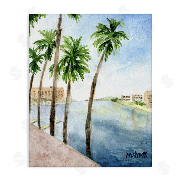 stupell industries Melissa Hyatt | Tropical Palms Along the River Edge Landscape