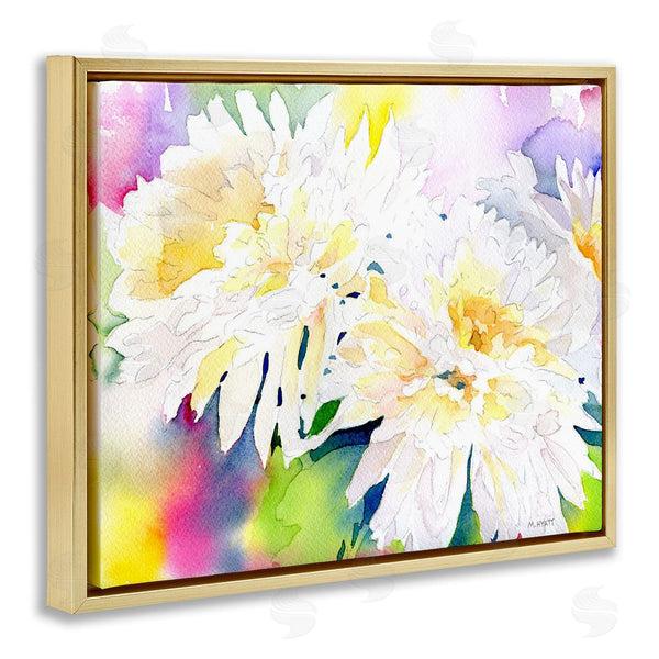 Stupell Industries Melissa Hyatt | White Mum Florals Over Rainbow Watercolor