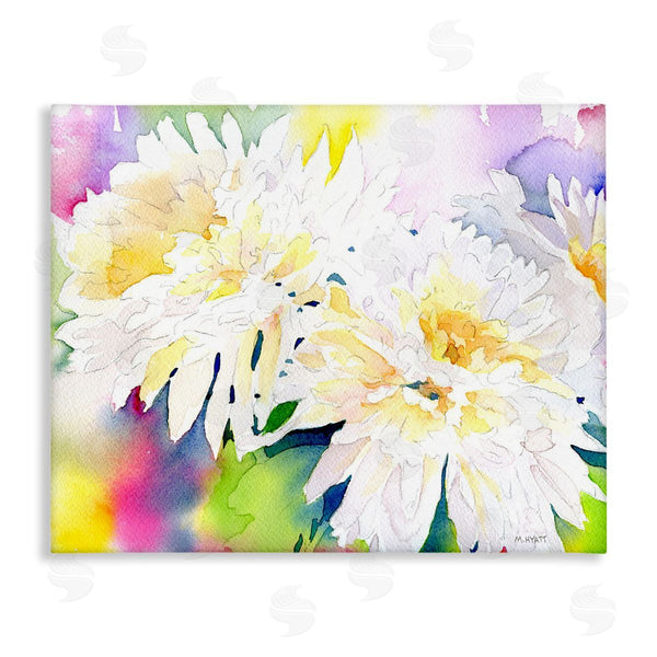 stupell industries Melissa Hyatt | White Mum Florals over Rainbow Watercolor