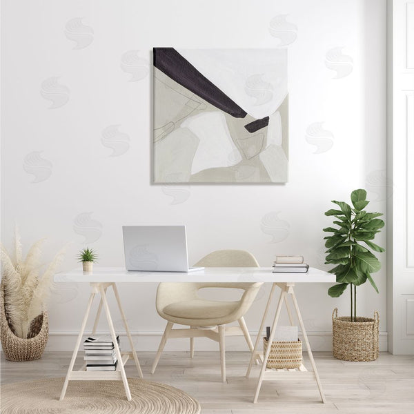 Stupell Industries Melissa Wang | Abstract Neutral Shapes Black Tan Modern Living Room Wall Art