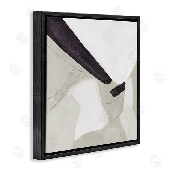 Stupell Industries Melissa Wang | Abstract Neutral Shapes Black Tan Modern Living Room Wall Art