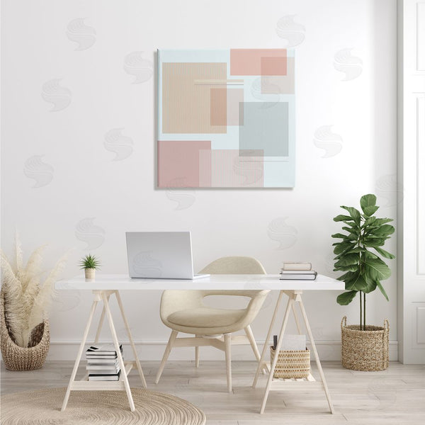 Stupell Industries Melissa Wang | Abstract Patterned Squares Industrial Geometric Shapes Pink Grey Wall Art