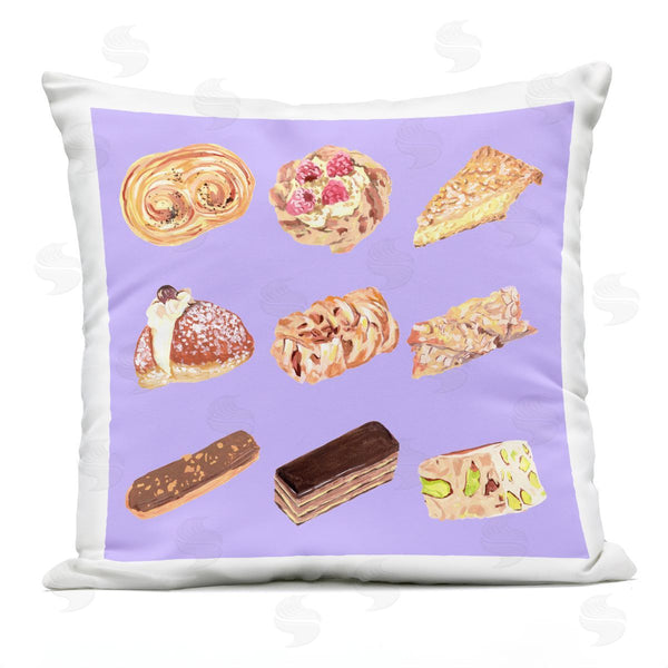 Stupell Industries Melissa Wang | Bakery Goods On Purple Printed Throw Pillow