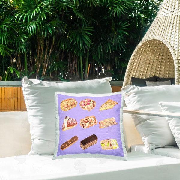 Stupell Industries Melissa Wang | Bakery Goods On Purple Printed Throw Pillow