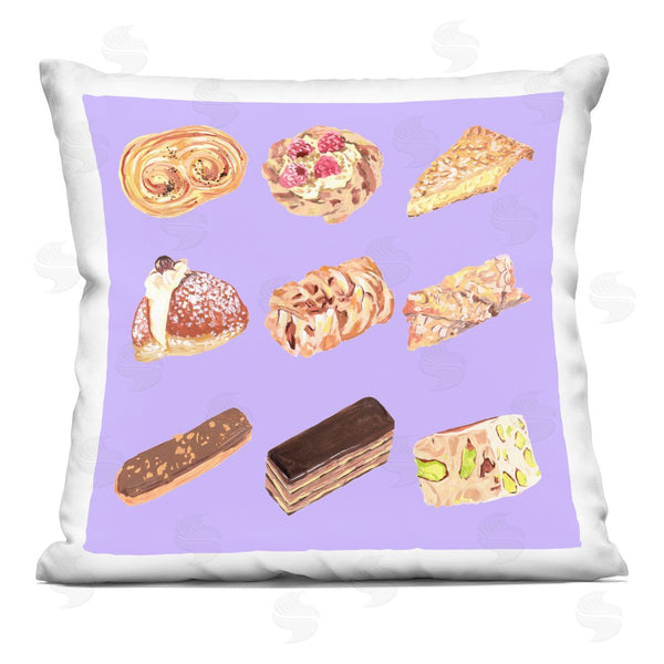 stupell industries Melissa Wang | Bakery Goods on Purple Printed Throw Pillow