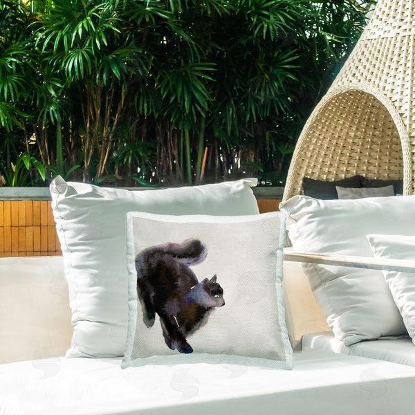 Stupell Industries Melissa Wang | Black Cat Watercolor Printed Throw Pillow