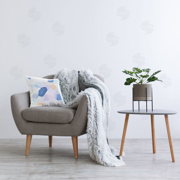 Stupell Industries Melissa Wang | Blue Oblong Paint Strokes Printed Throw Pillow