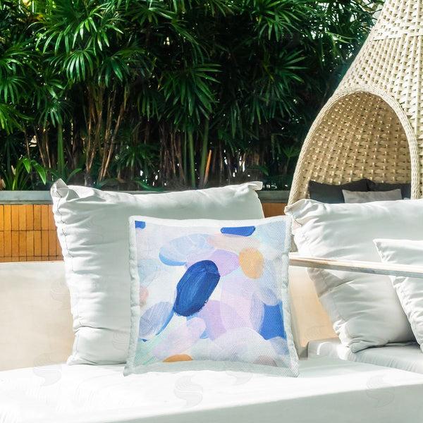 Stupell Industries Melissa Wang | Blue Oblong Paint Strokes Printed Throw Pillow