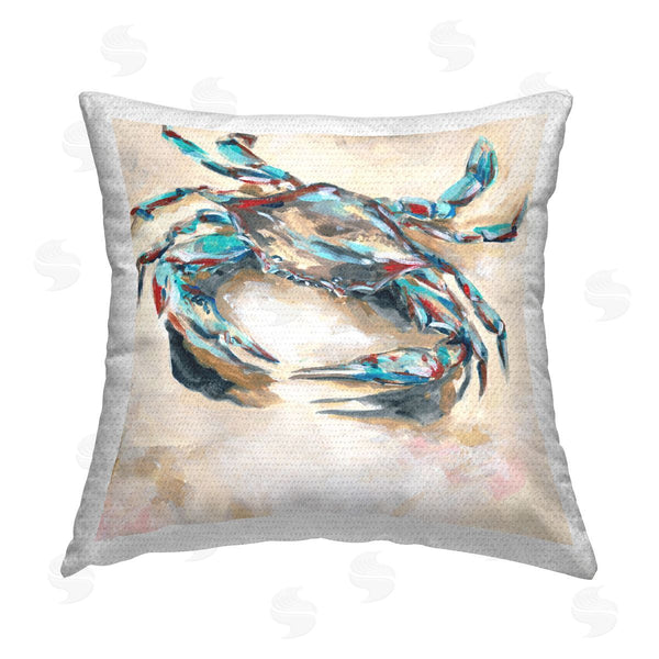 Stupell Industries Melissa Wang | Blue & Red Crab Printed Throw Pillow