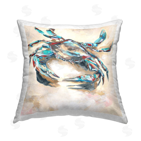 stupell industries Melissa Wang | Blue & Red Crab Printed Throw Pillow
