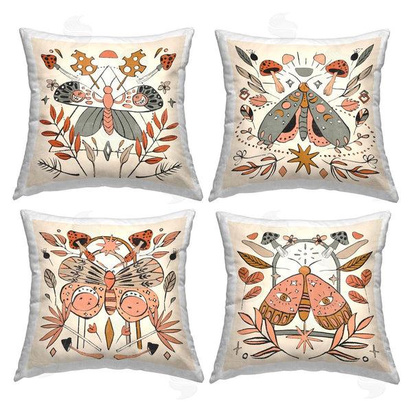 stupell industries Melissa Wang | Boho Botanical Moths Printed Throw Pillow Set