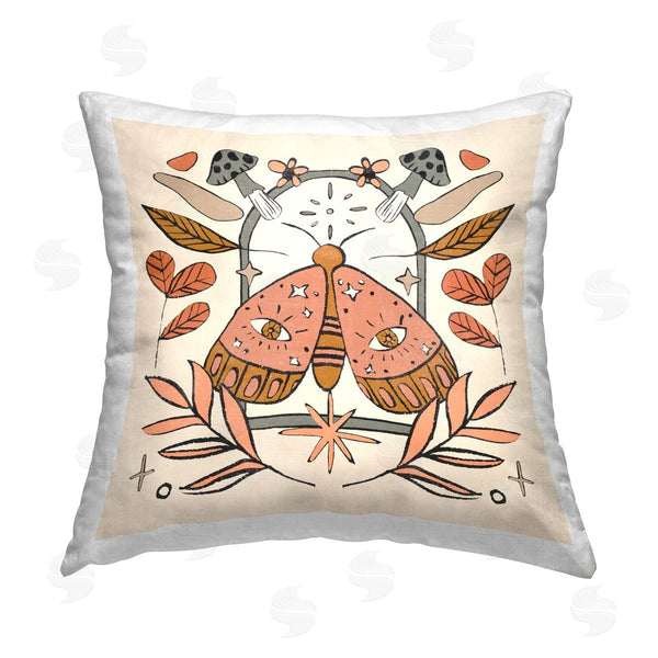 stupell industries Melissa Wang | Boho Moth & Leaves Printed Throw Pillow