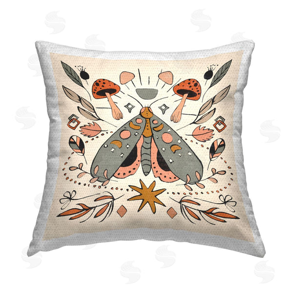 Stupell Industries Melissa Wang | Boho Moth & Mushrooms Printed Throw Pillow